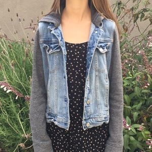 Hollister Jean Jacket with Cotton Sleeves and Hood